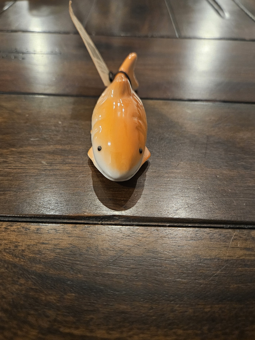 Creative Co-Op Orange and White Ceramic Koi Accent